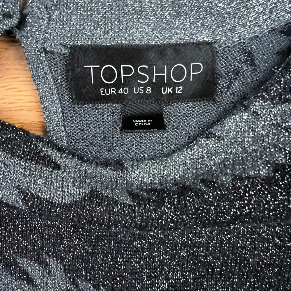 Topshop Black and Grey Shirt Size 8 - Picture 3 of 4